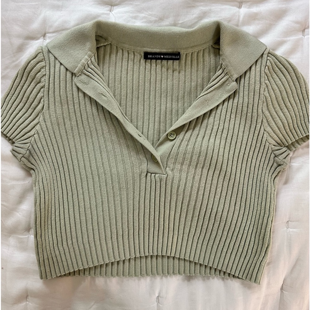 Brandy Melville Cropped Collared Tee